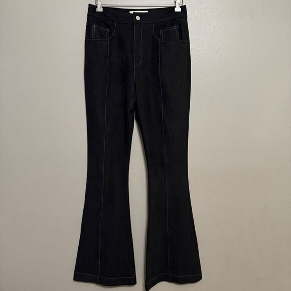 ANDERSSON BELL - Renee Faux Suede Black Flare Pants size 40 - Picture 3 of 9